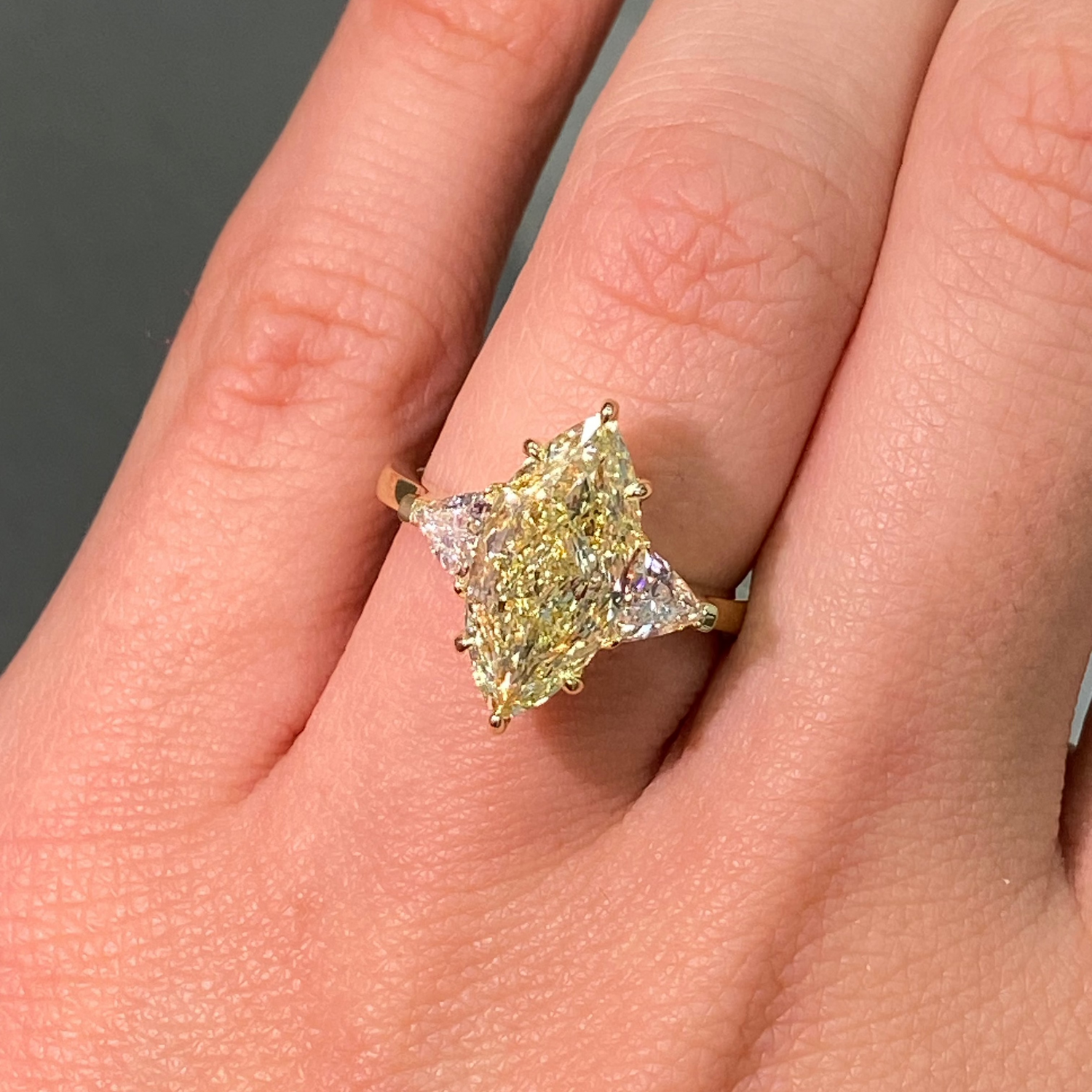 3.34ct Light Yellow Marquise diamond engagement ring by Rare Colors by Namdar, New York City