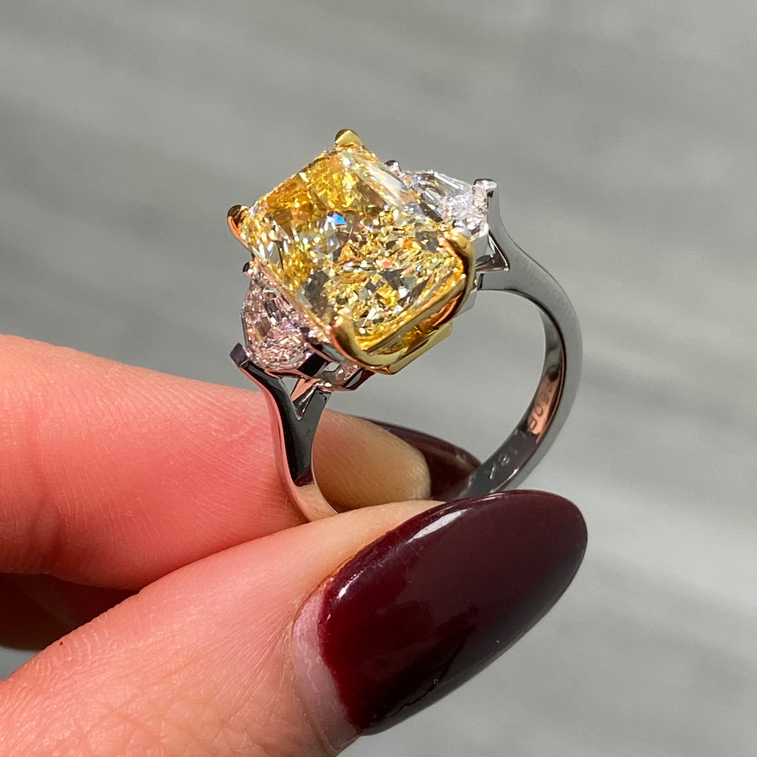 Fancy Light Yellow Radiant engagement ring — color diamond specialists Rare Colors by Namdar