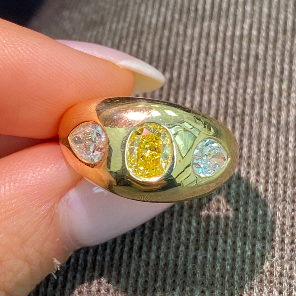 Fancy Vivid Yellow ring — color diamond specialists Rare Colors by Namdar