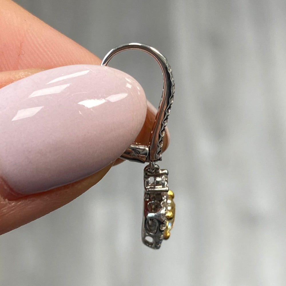1ct Yellow Cushion diamond drop earrings, handcrafted by Rare Colors by Namdar