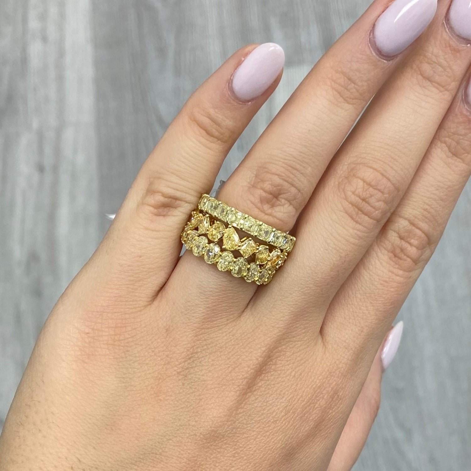 Natural Fancy Yellow Oval diamond eternity band — Rare Colors by Namdar NYC