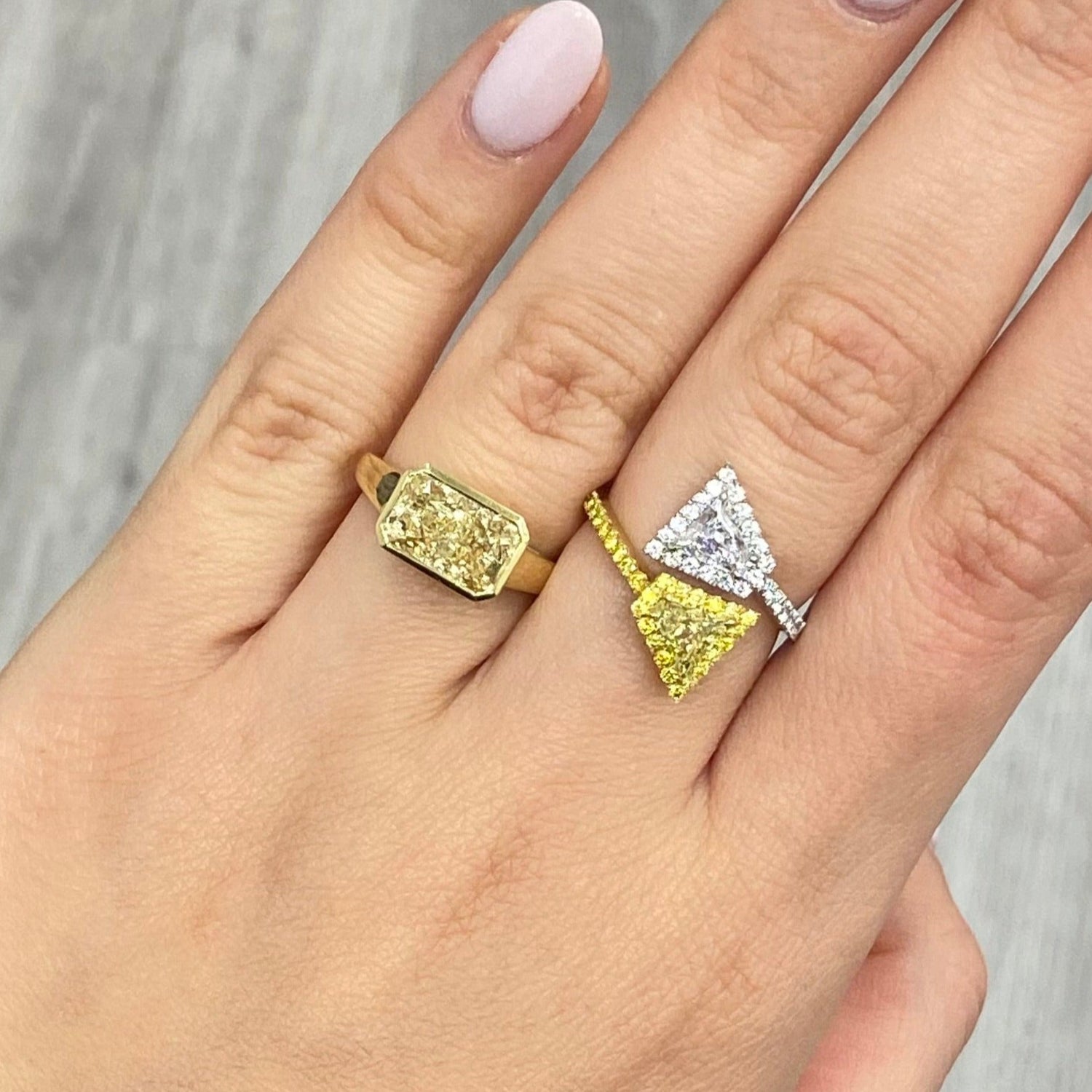 Natural 3ct Fancy Light Yellow diamond ring — Rare Colors by Namdar NYC