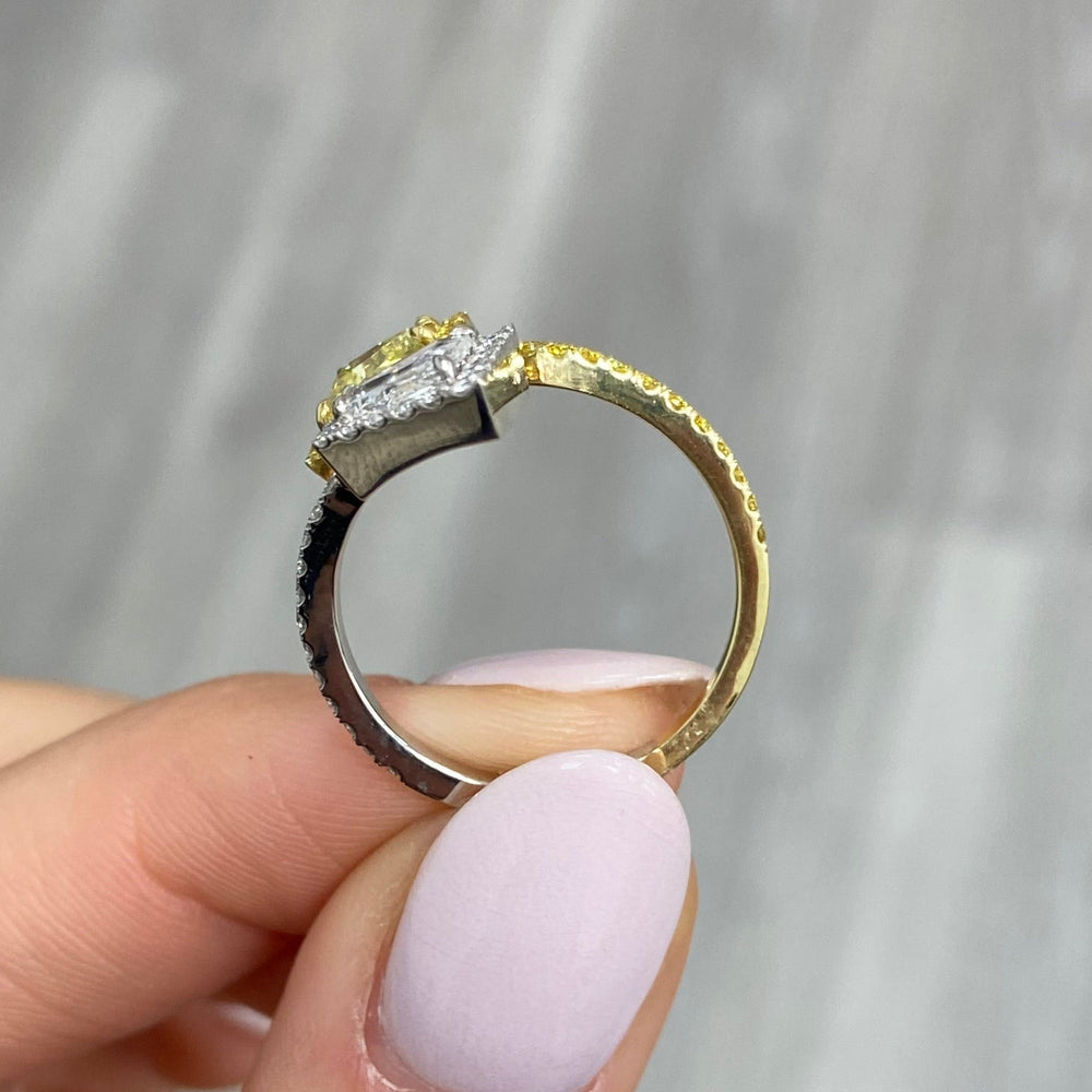 Natural 1.20ct Yellow Trillion diamond ring — Rare Colors by Namdar NYC
