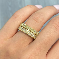 asscher cut diamonds. yellow asscher cut diamonds. Diamond eternity ring. Diamond wedding band,