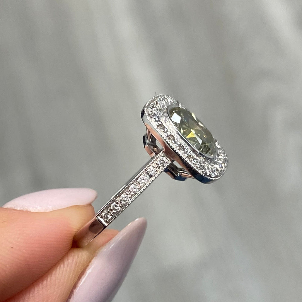 2ct Green diamond ring, handcrafted by Rare Colors by Namdar