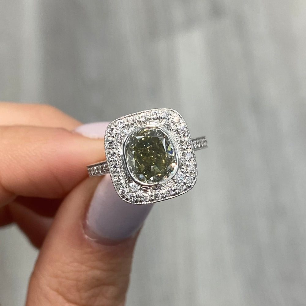 Natural 2ct Green diamond ring — Rare Colors by Namdar NYC