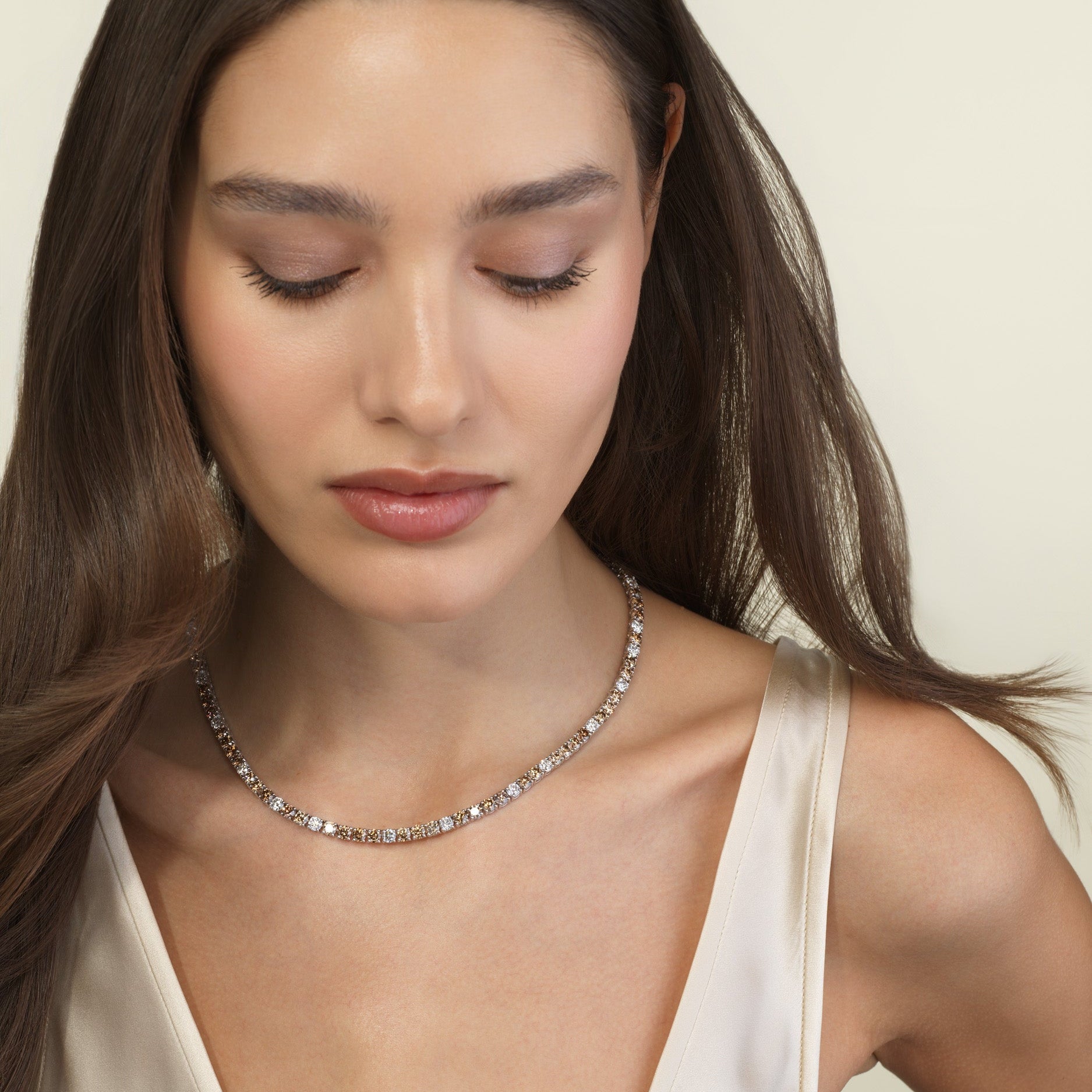 29.5ct Champagne Diamond Tennis Necklace