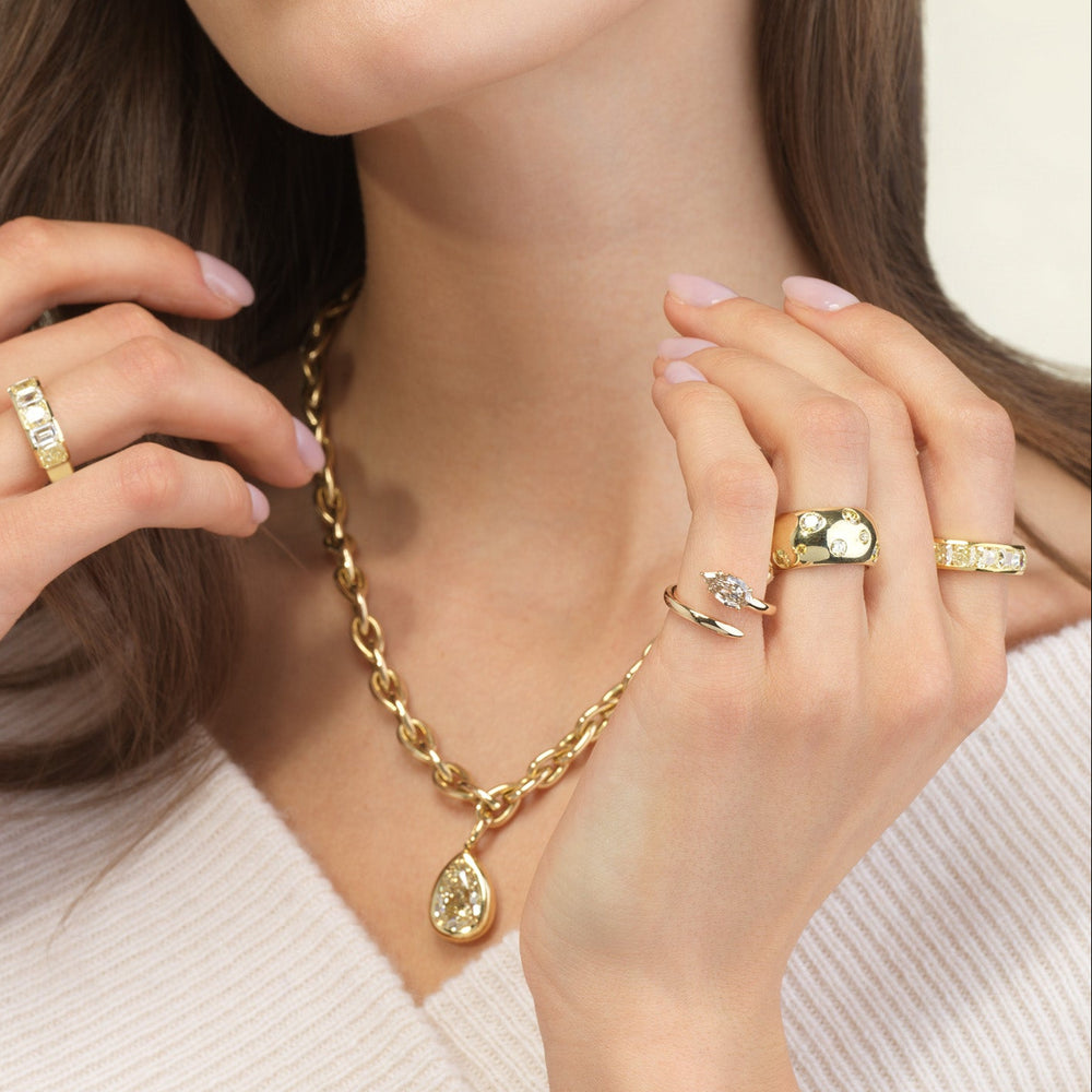 Champagne Diamond Gold Spiral Ring