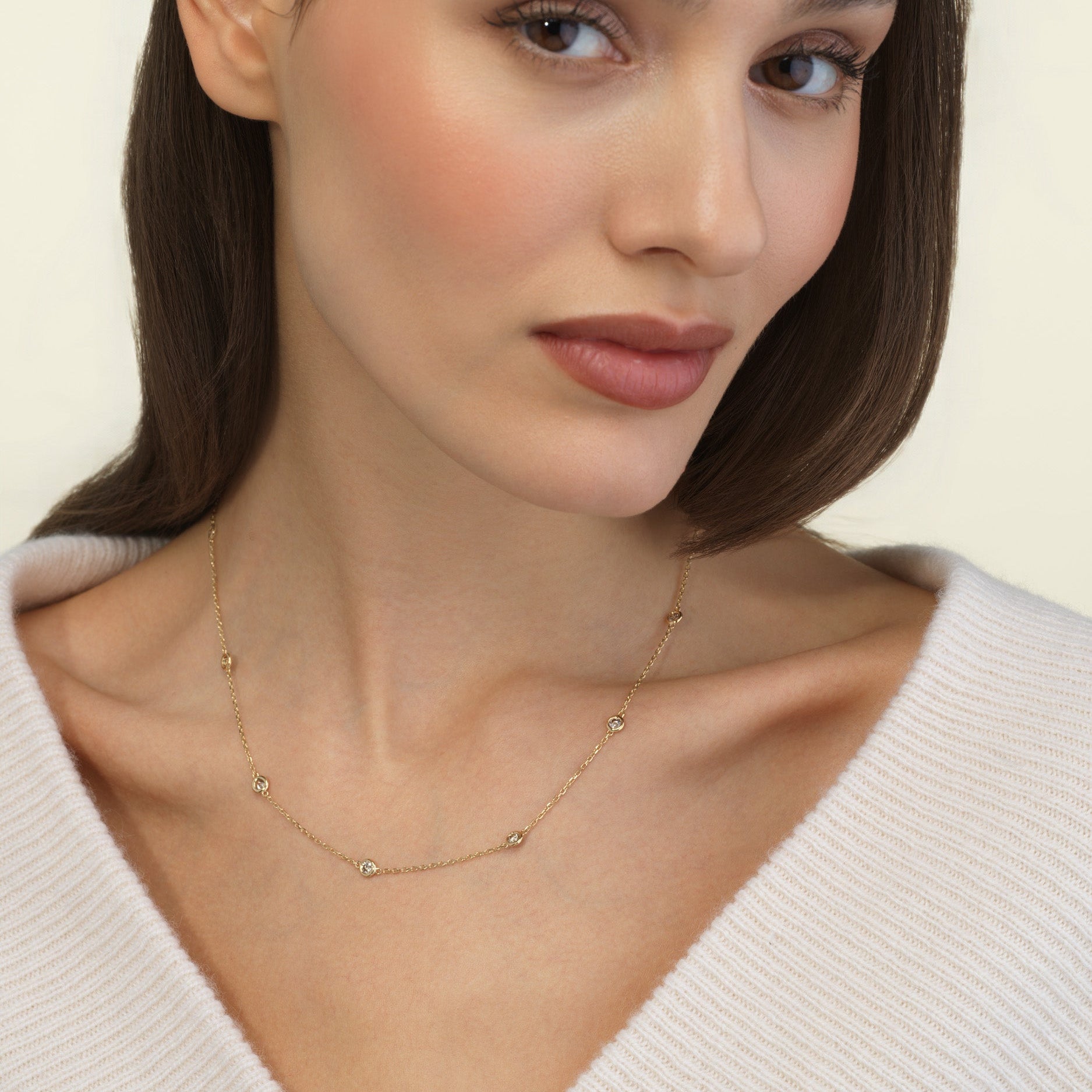 Champagne diamond station necklace by Rare Colors by Namdar, New York City