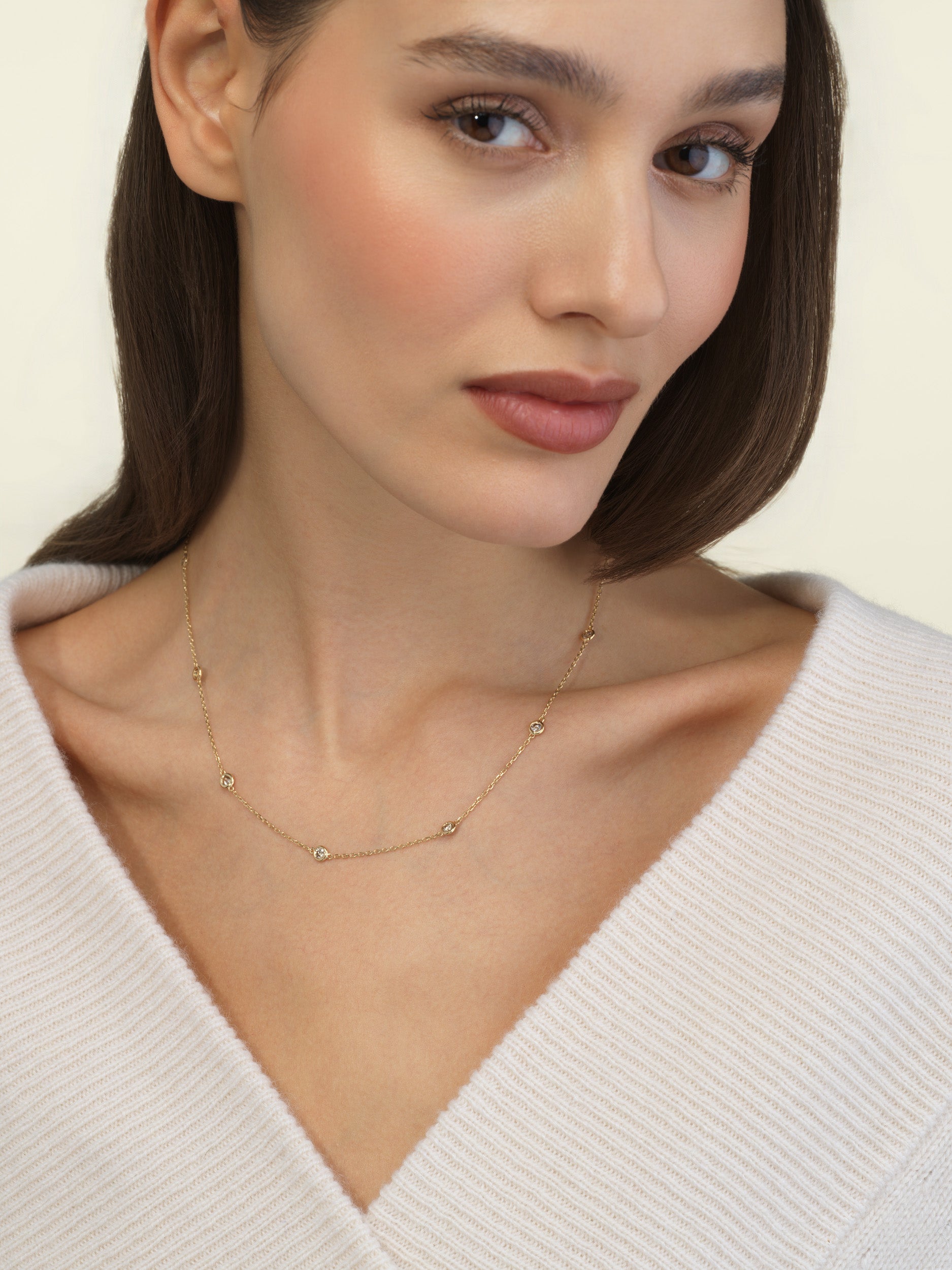 Champagne diamond station necklace by Rare Colors by Namdar, New York City