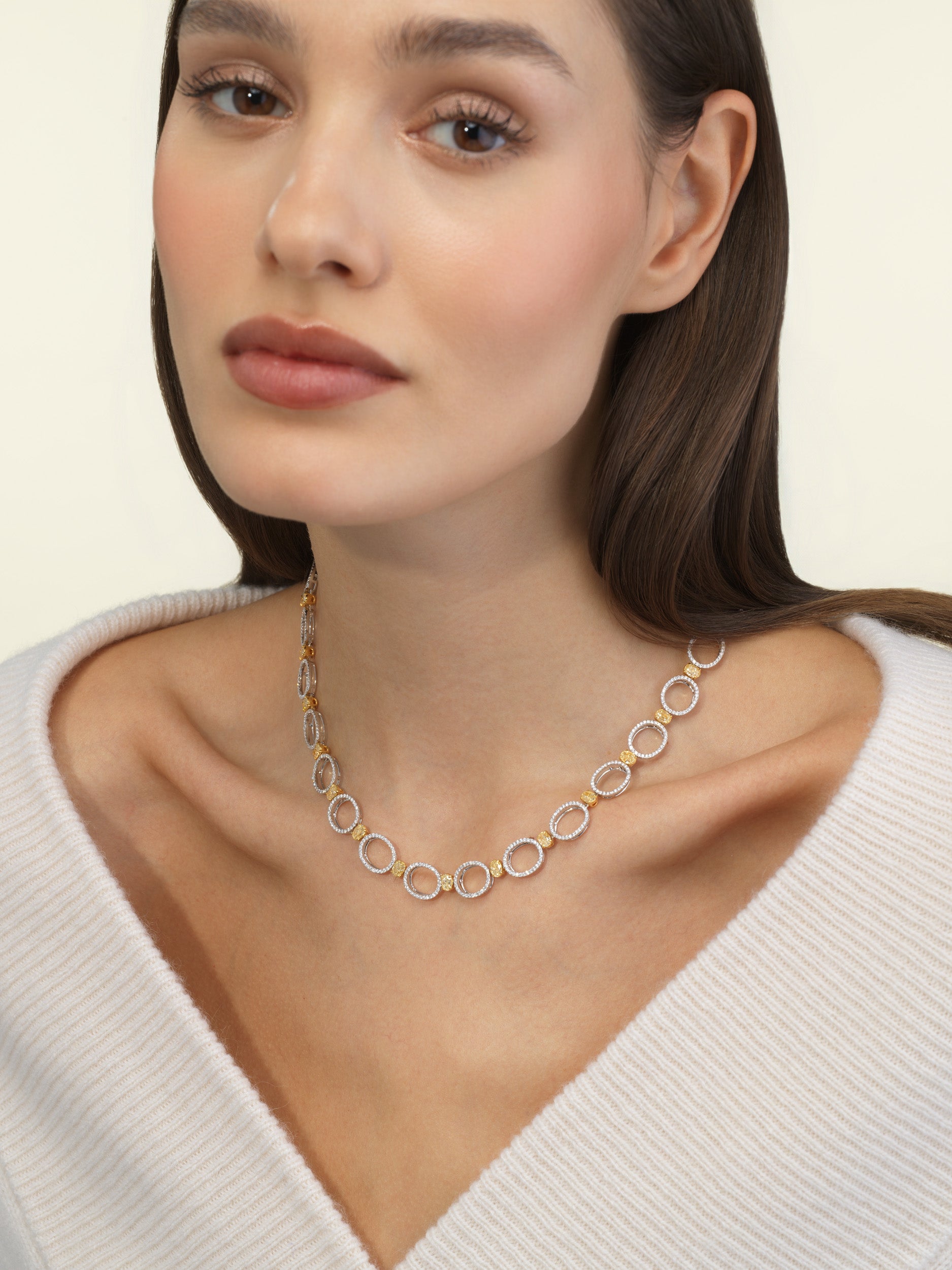 12.8ct Yellow and Colorless Diamond Statement Necklace