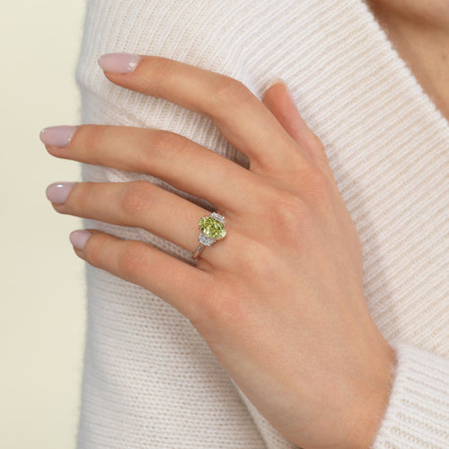 3ct Green Oval Diamond Engagement Ring