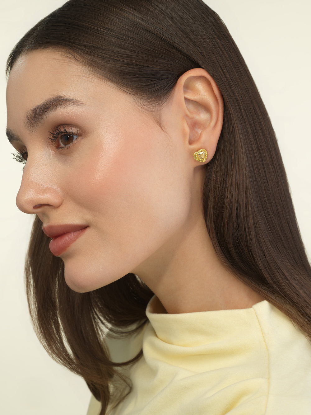Fancy Intense Yellow Heart Diamond Studs