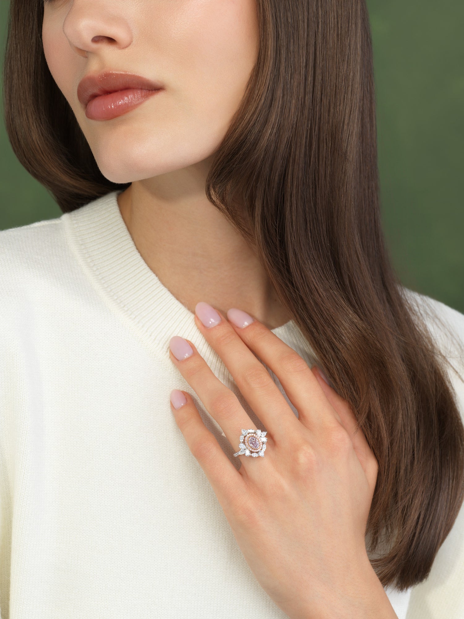 1ct Fancy Light Pink Oval Diamond Ring