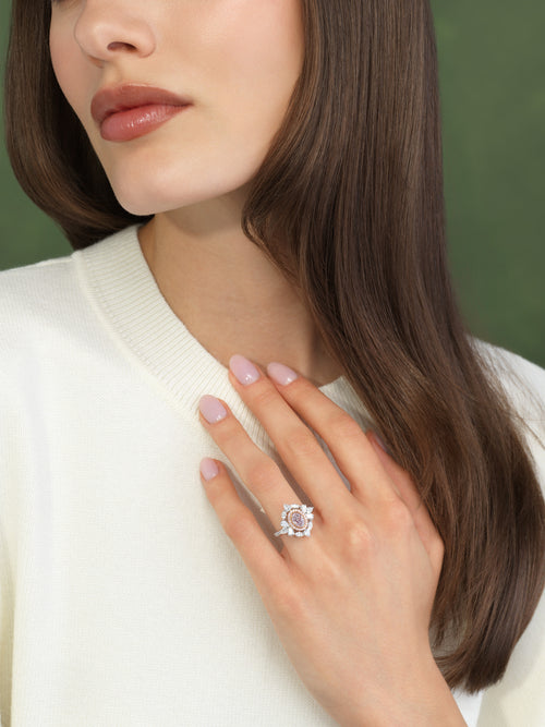 1ct Fancy Light Pink Oval Diamond Ring