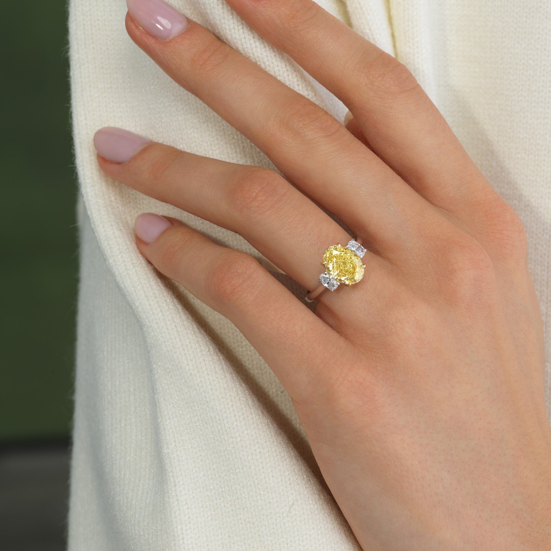 3ct Oval Yellow Diamond Engagement Ring