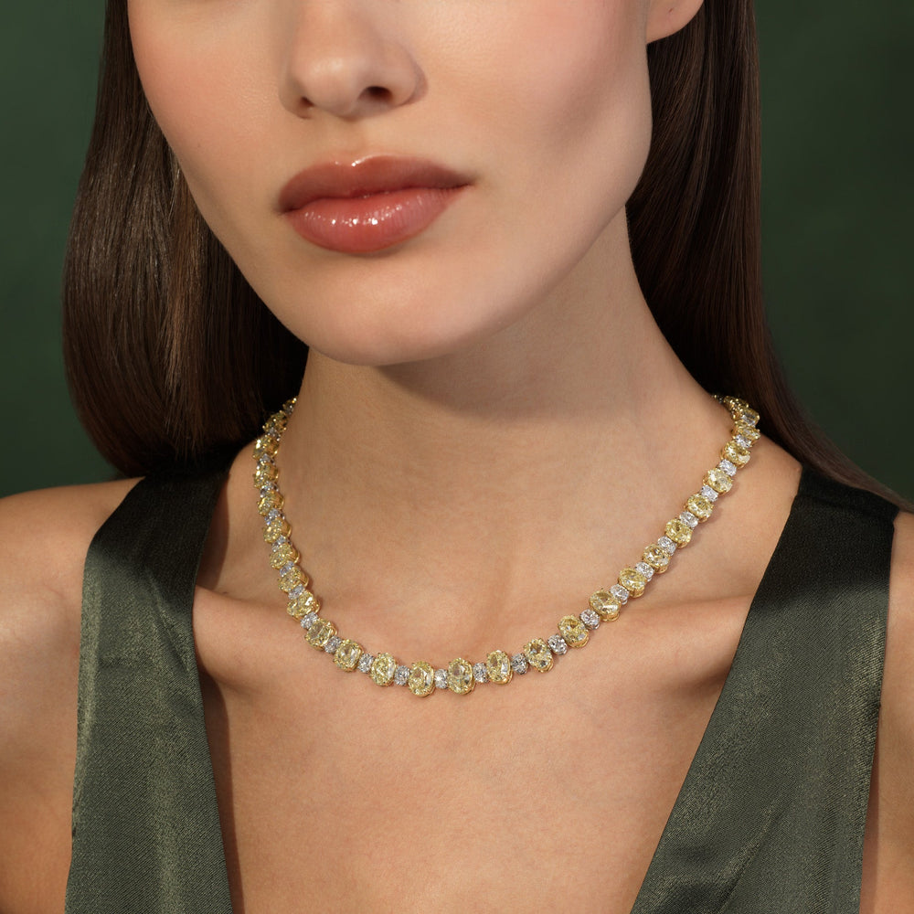GIA 70ct Yellow Oval diamond necklace at Rare Colors by Namdar, 5th Avenue New York