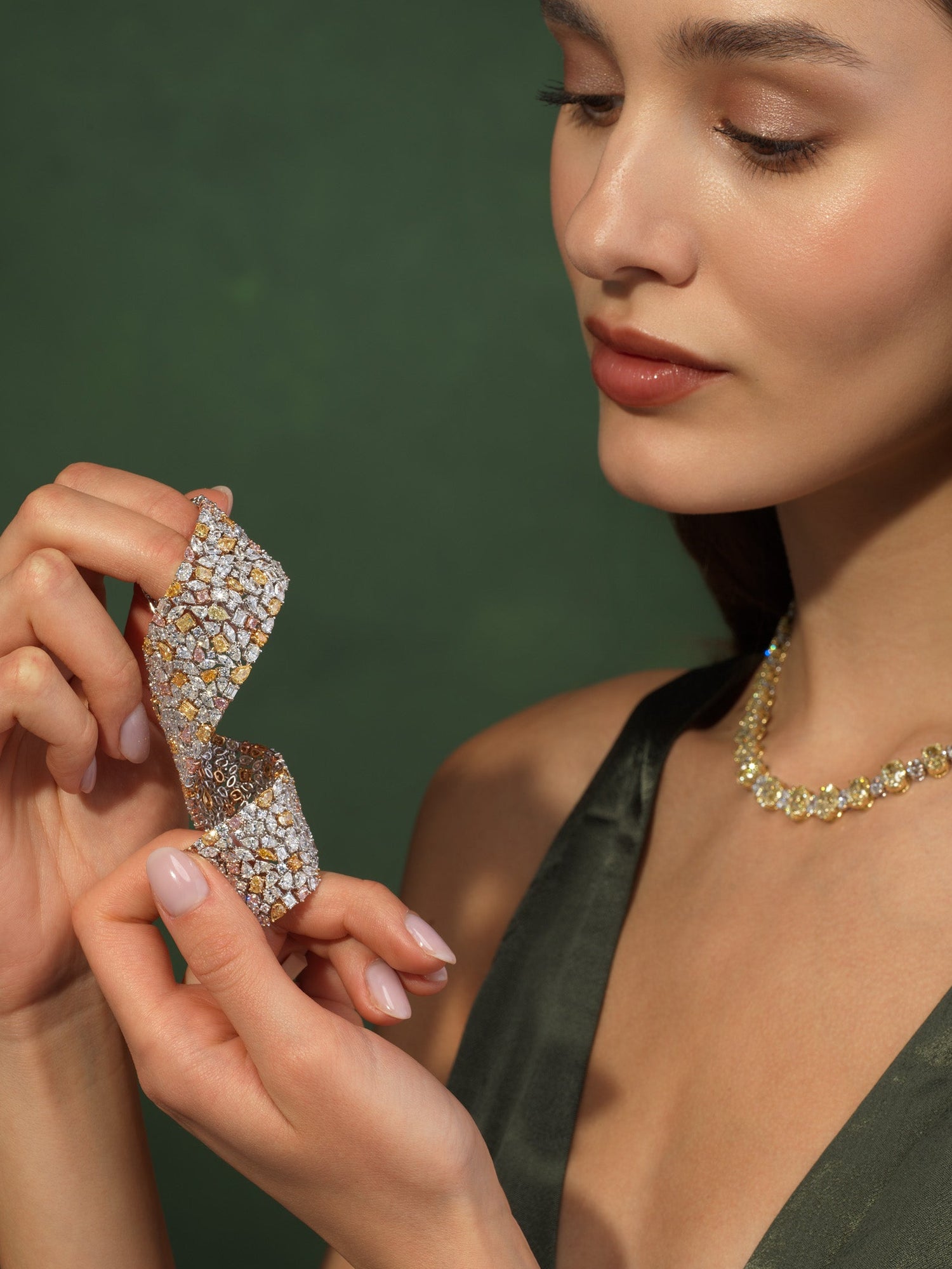 Fancy White bracelet — color diamond specialists Rare Colors by Namdar