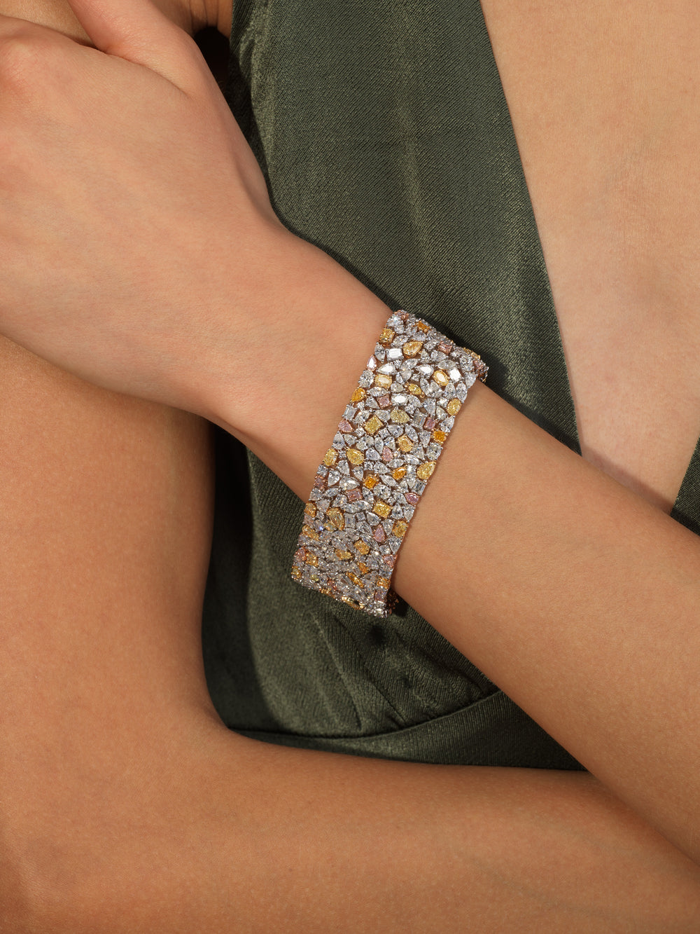Fancy White diamond bracelet at Rare Colors by Namdar, 5th Avenue New York