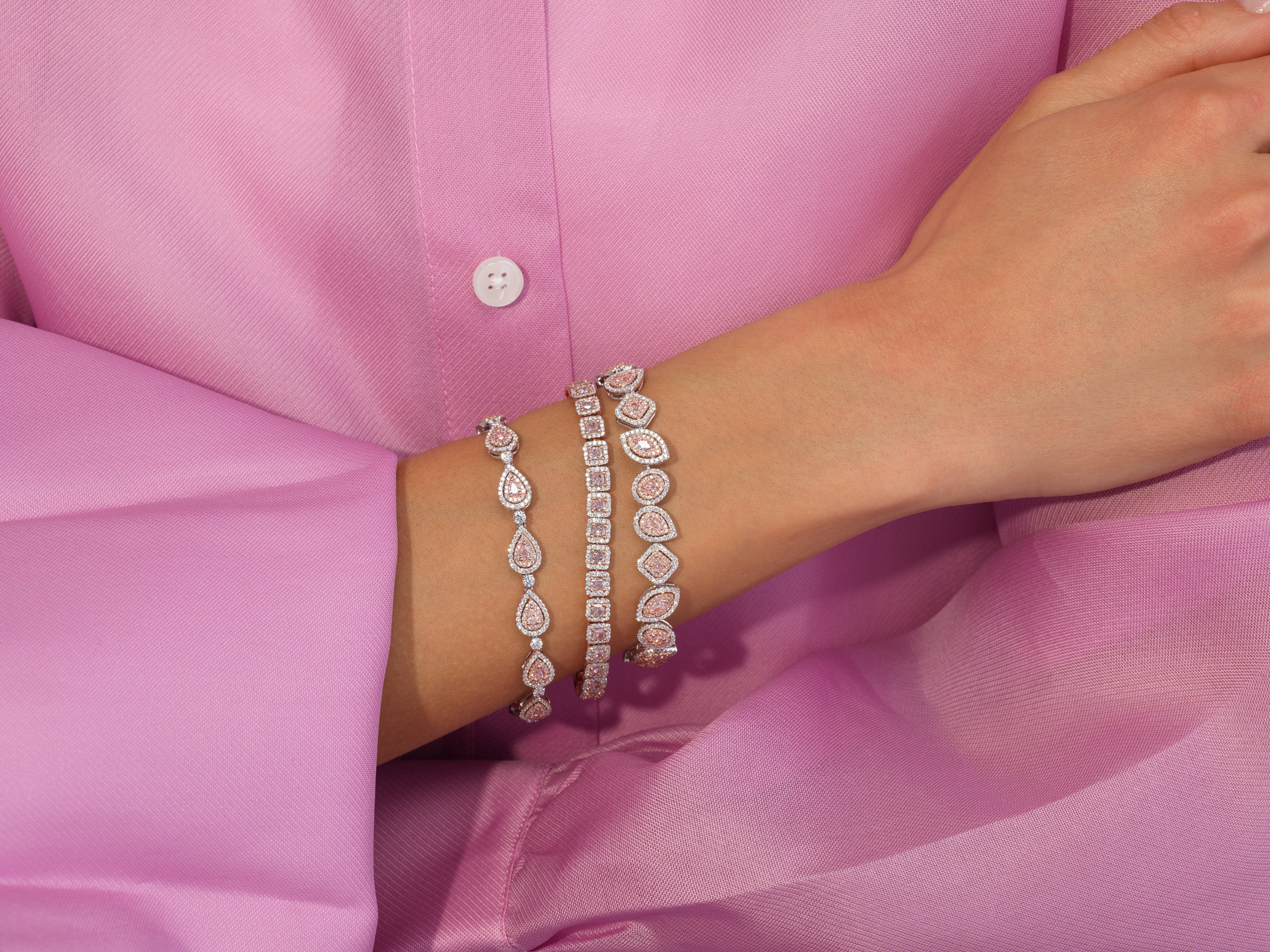 Pink Diamond Halo Bracelet