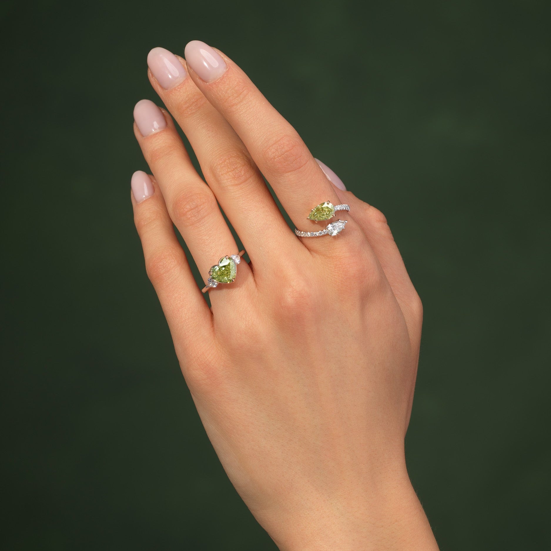 3 Carat Green Heart Diamond Engagement Ring