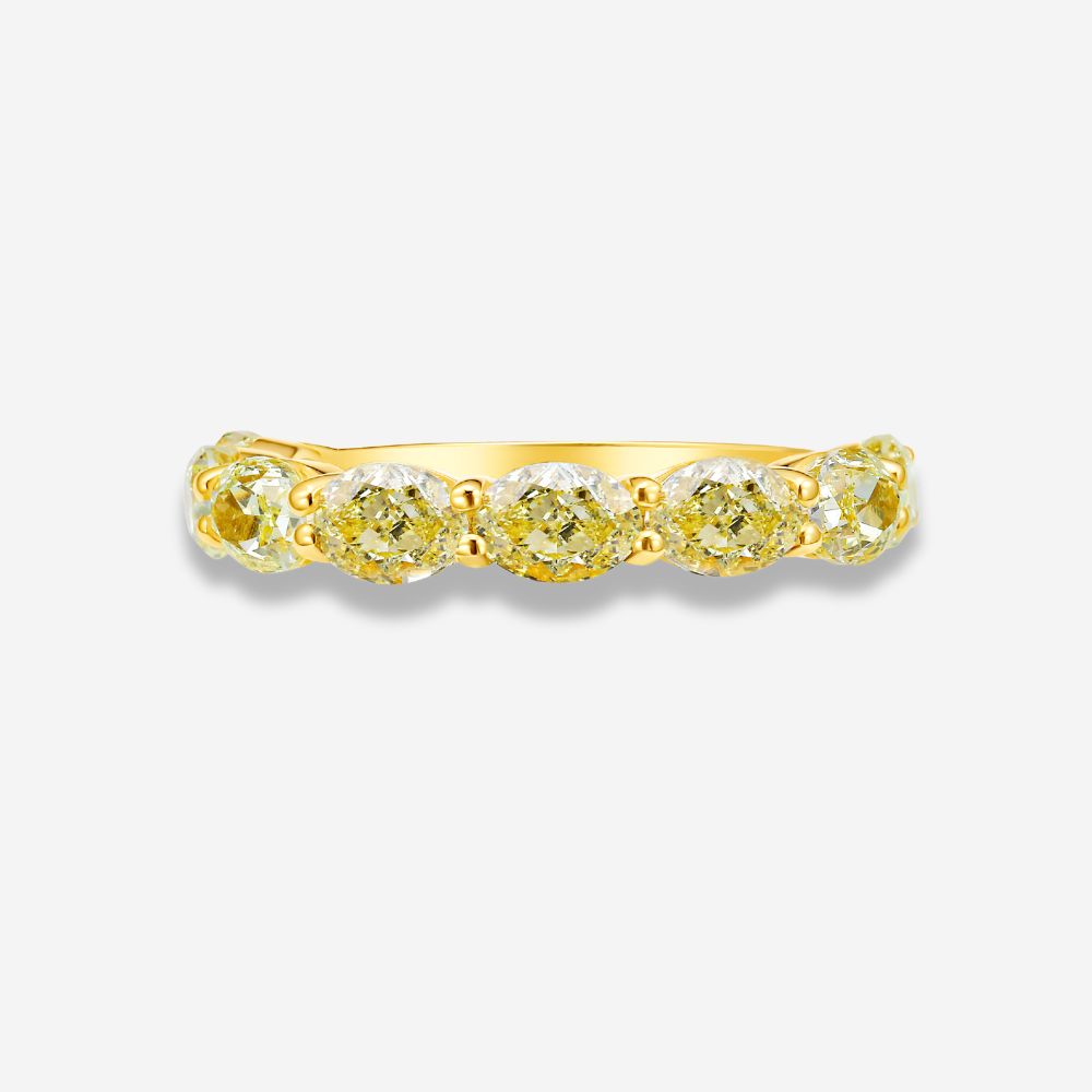 fancy yellow oval eternity band east west