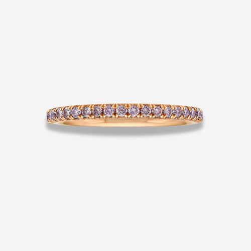 Simple pink diamond eternity ring. Natural pink diamond eternity ring. Delicate pink diamond eternity band. Pink diamond rounds. Natural pink diamonds. Fancy pink diamond round ring.