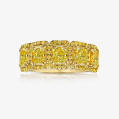 Fancy Light Yellow Golden Halo Half Eternity Band