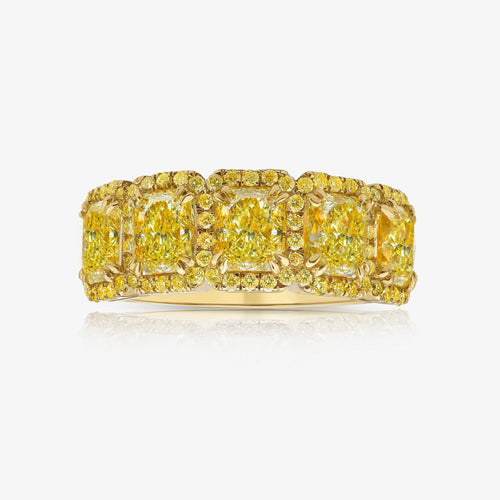 Fancy Light Yellow Golden Halo Half Eternity Band