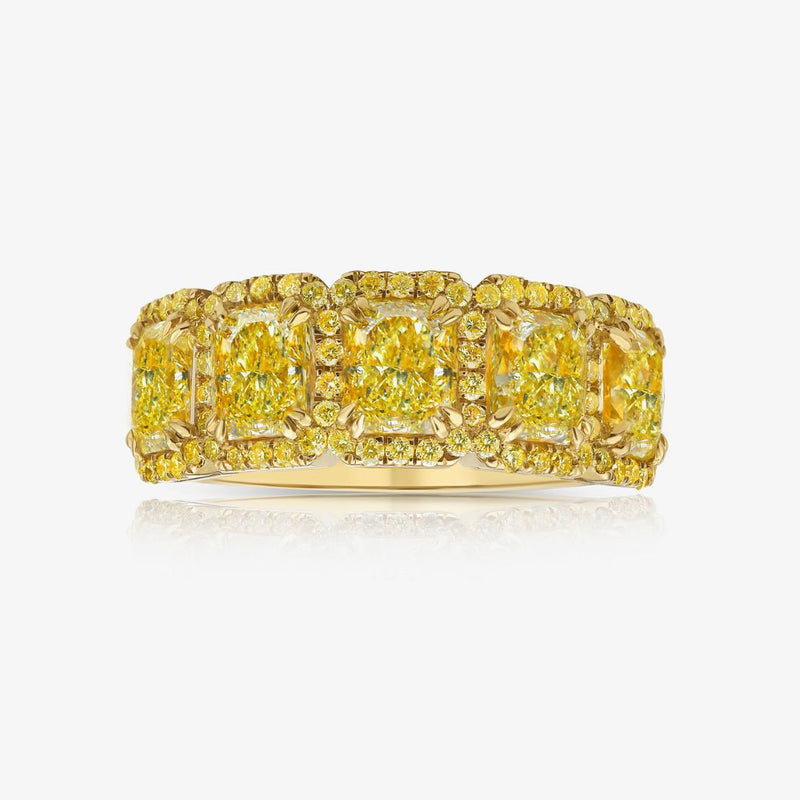 Fancy Light Yellow Golden Halo Half Eternity Band