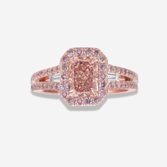 1 Carat Pink Radiant Diamond Halo Engagement Ring
