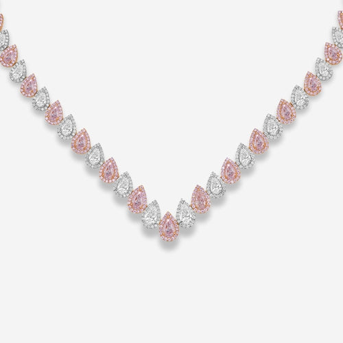 17 Carat Alternating Pink and Colorless Diamond Riviera Necklace