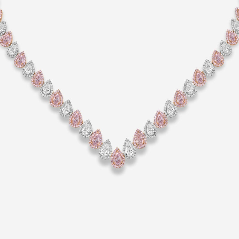 17 Carat Alternating Pink and Colorless Diamond Riviera Necklace