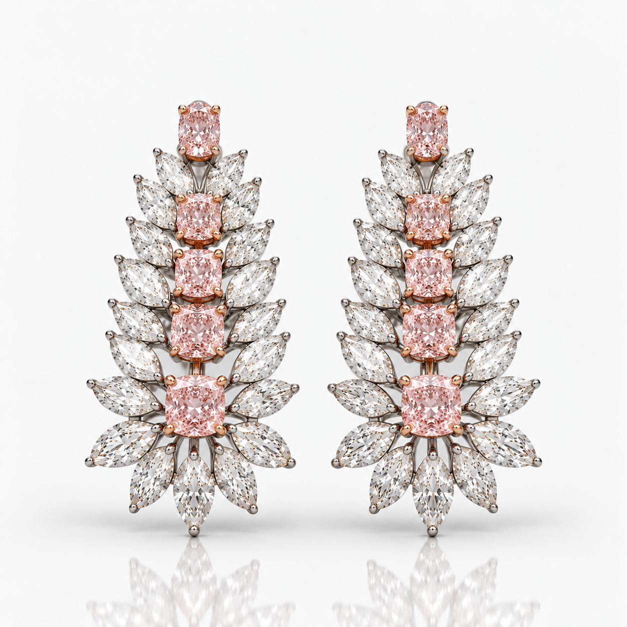 7 Carat Pink Diamond Graduating Bridal Earrings