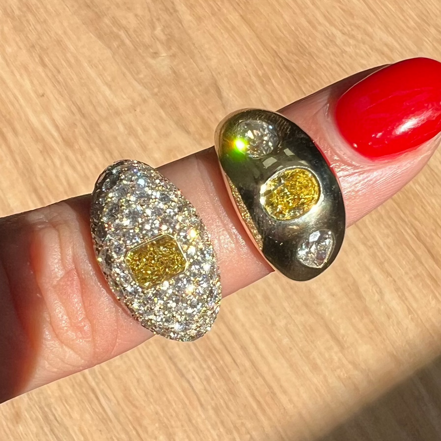 Rare Colors by Namdar Fancy Vivid Yellow diamond ring, New York City