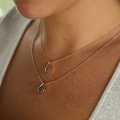 Pink Elongated Pear Diamond in Rose Gold Bezel Pendant