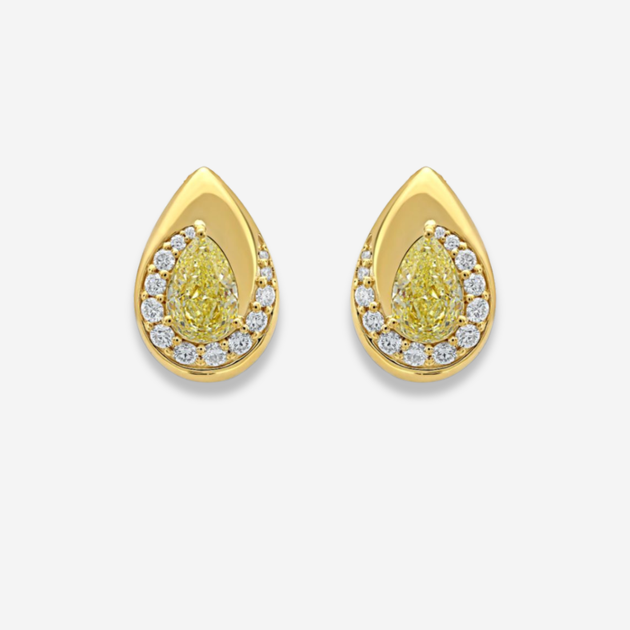 Bezel Swirl Yellow Diamond Studs