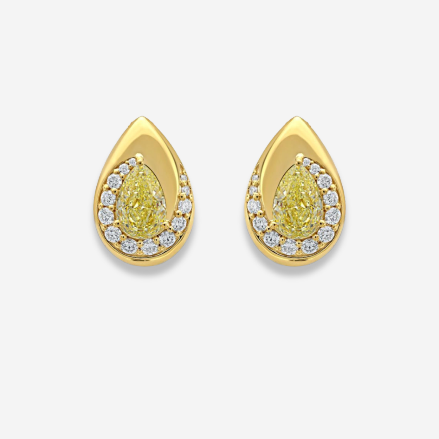 Bezel Swirl Yellow Diamond Studs