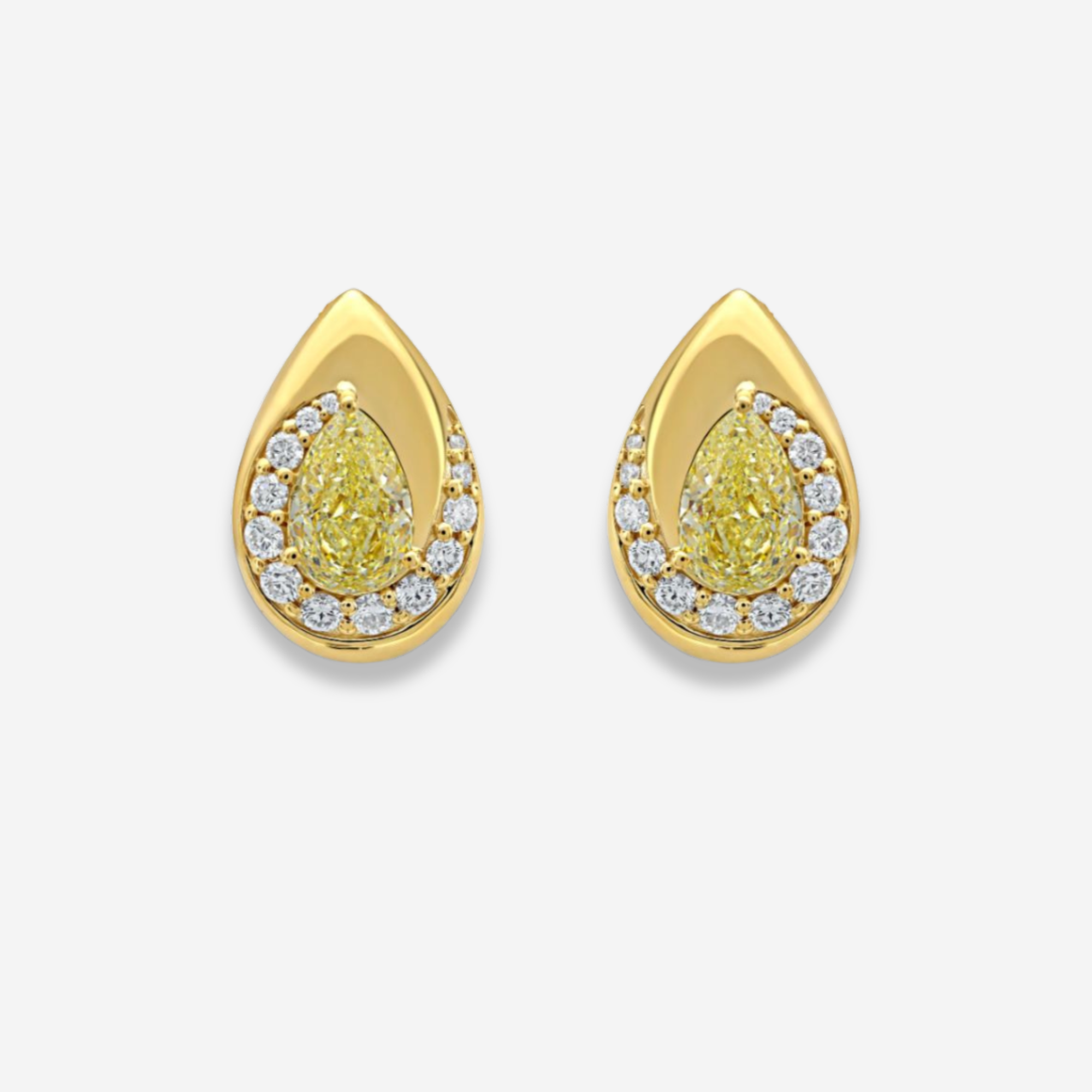 Bezel Swirl Yellow Diamond Studs
