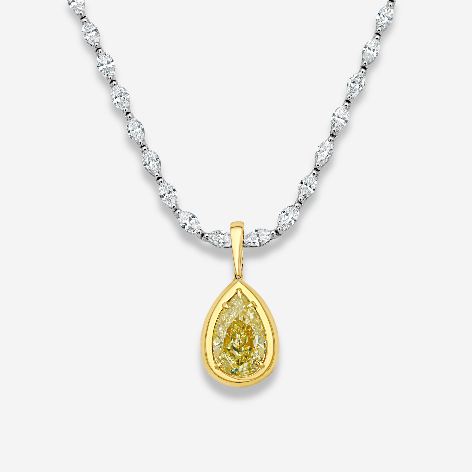 Rare Colors by Namdar 5.5ct Yellow Pear diamond pendant, New York City