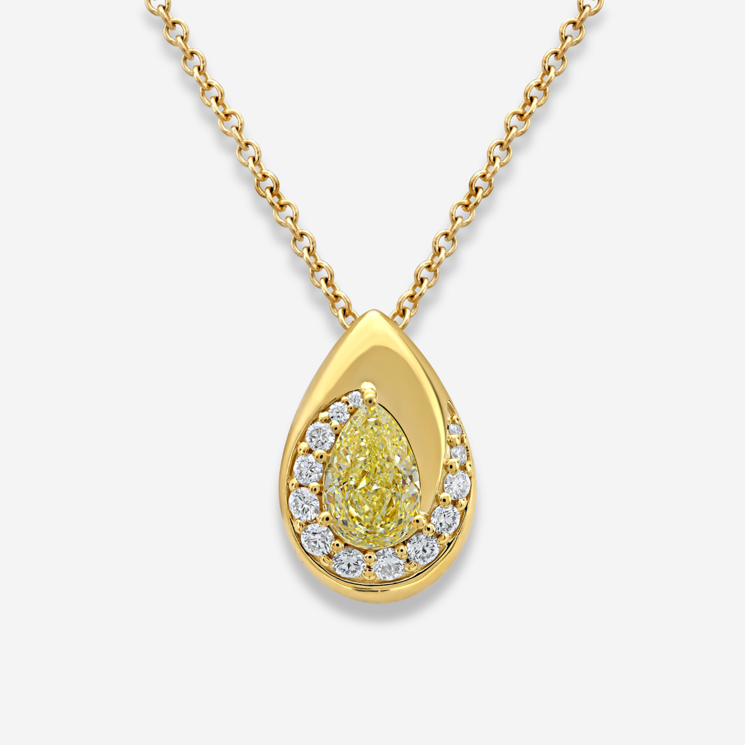 GIA Yellow Pear diamond pendant at Rare Colors by Namdar, 5th Avenue New York
