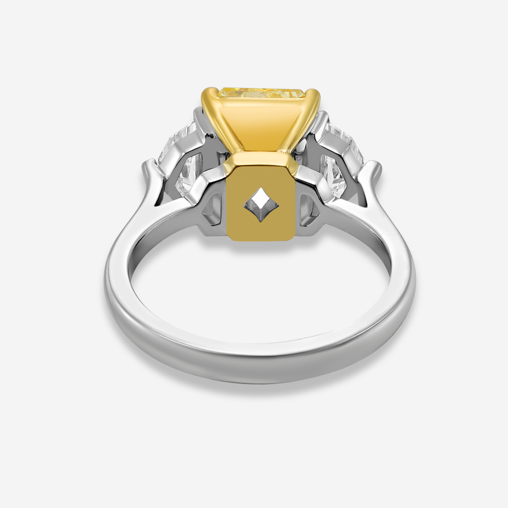 2.5ct Fancy Yellow Elongated Radiant Diamond Engagement Ring