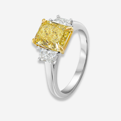 2.5ct Fancy Yellow Elongated Radiant Diamond Engagement Ring