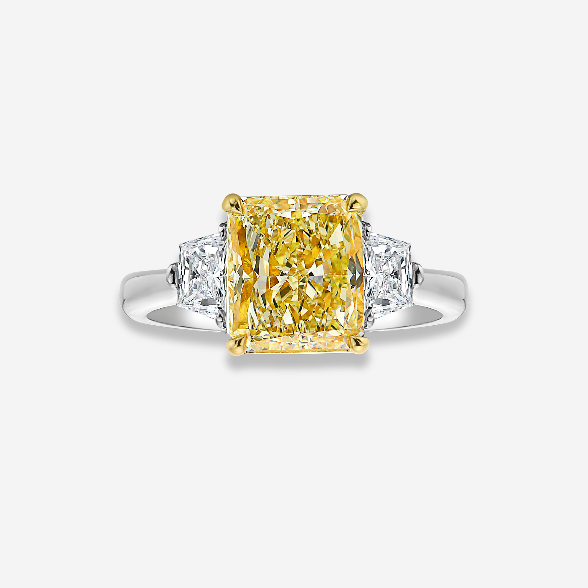 2.5ct Fancy Yellow Elongated Radiant Diamond Engagement Ring