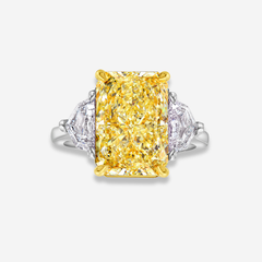 5 Carat Fancy Yellow Elongated Radiant Diamond Engagement Ring