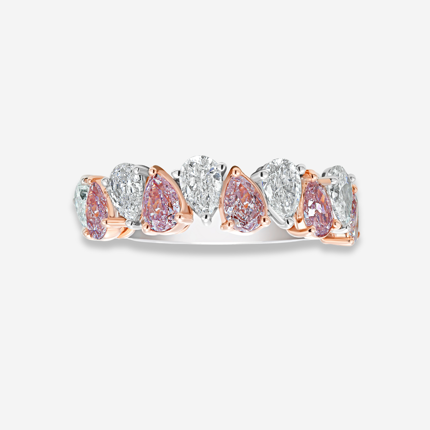 Natural Pink Pear diamond half eternity band — Rare Colors by Namdar NYC