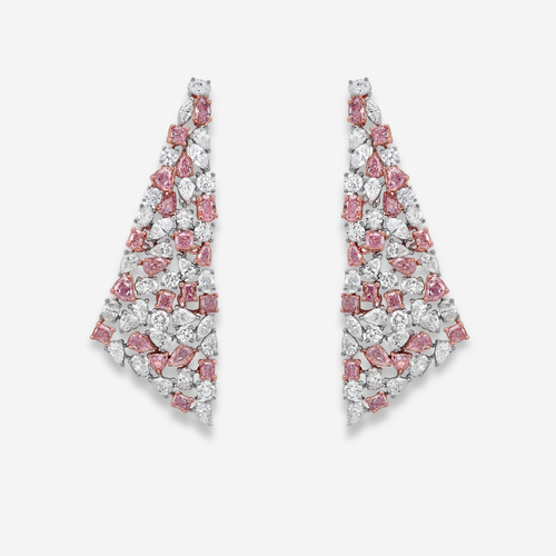 Mixed Pink and White Diamond Chandelier Earrings