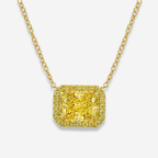 4ct Radiant in All Yellow Diamond Halo East West Pendant Necklace