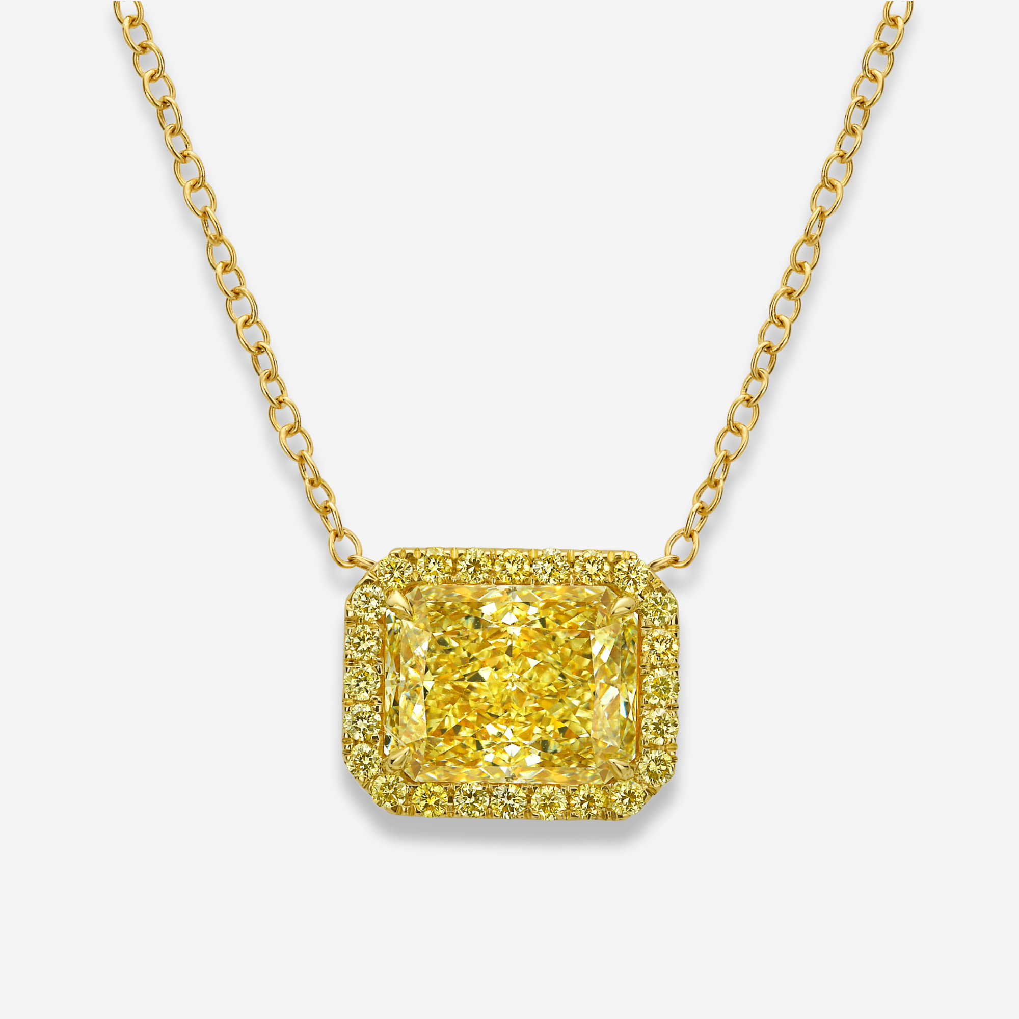 4ct Yellow Radiant diamond pendant necklace by Rare Colors by Namdar, New York City