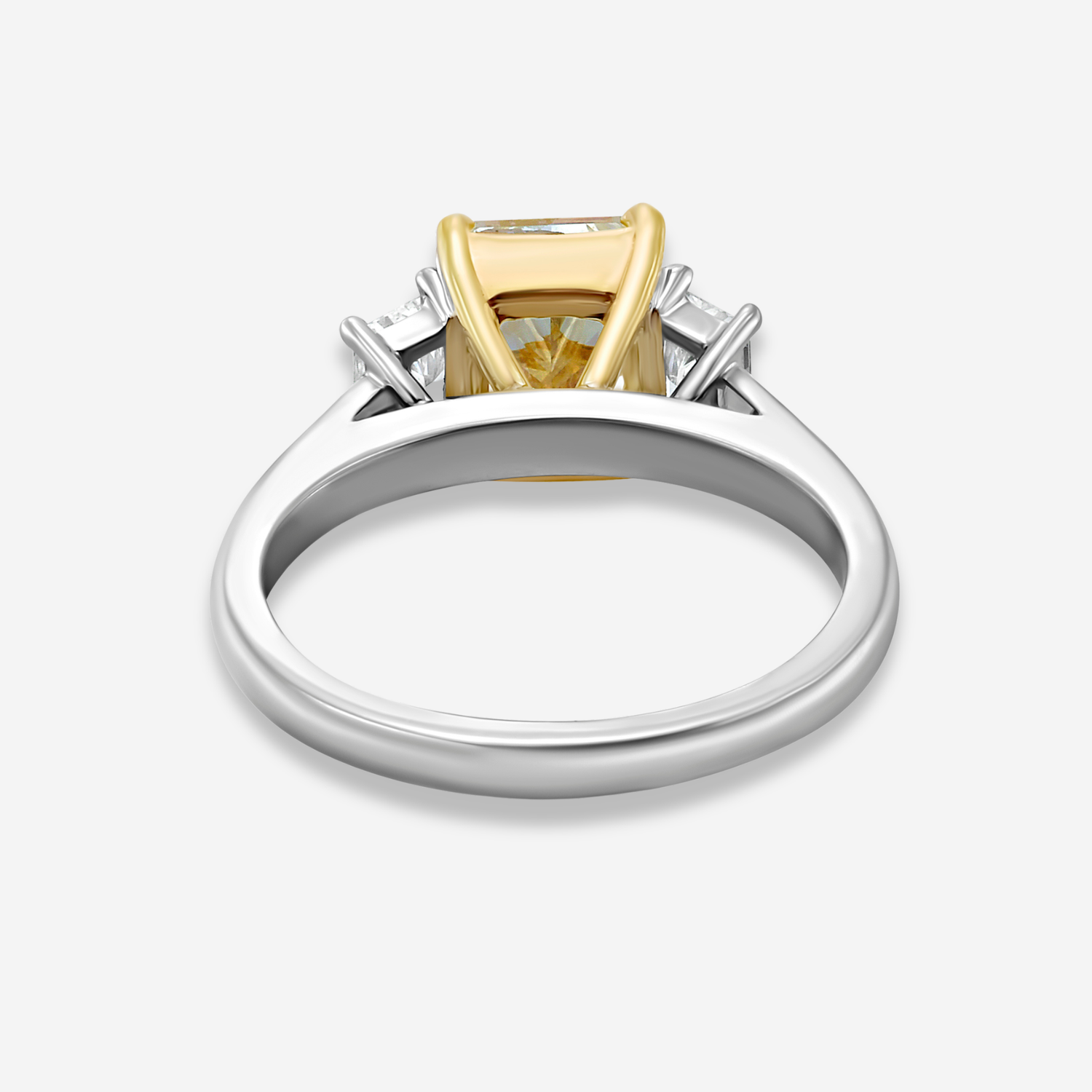 3.23 Carat Fancy Light Yellow Elongated Radiant Diamond Engagement Ring